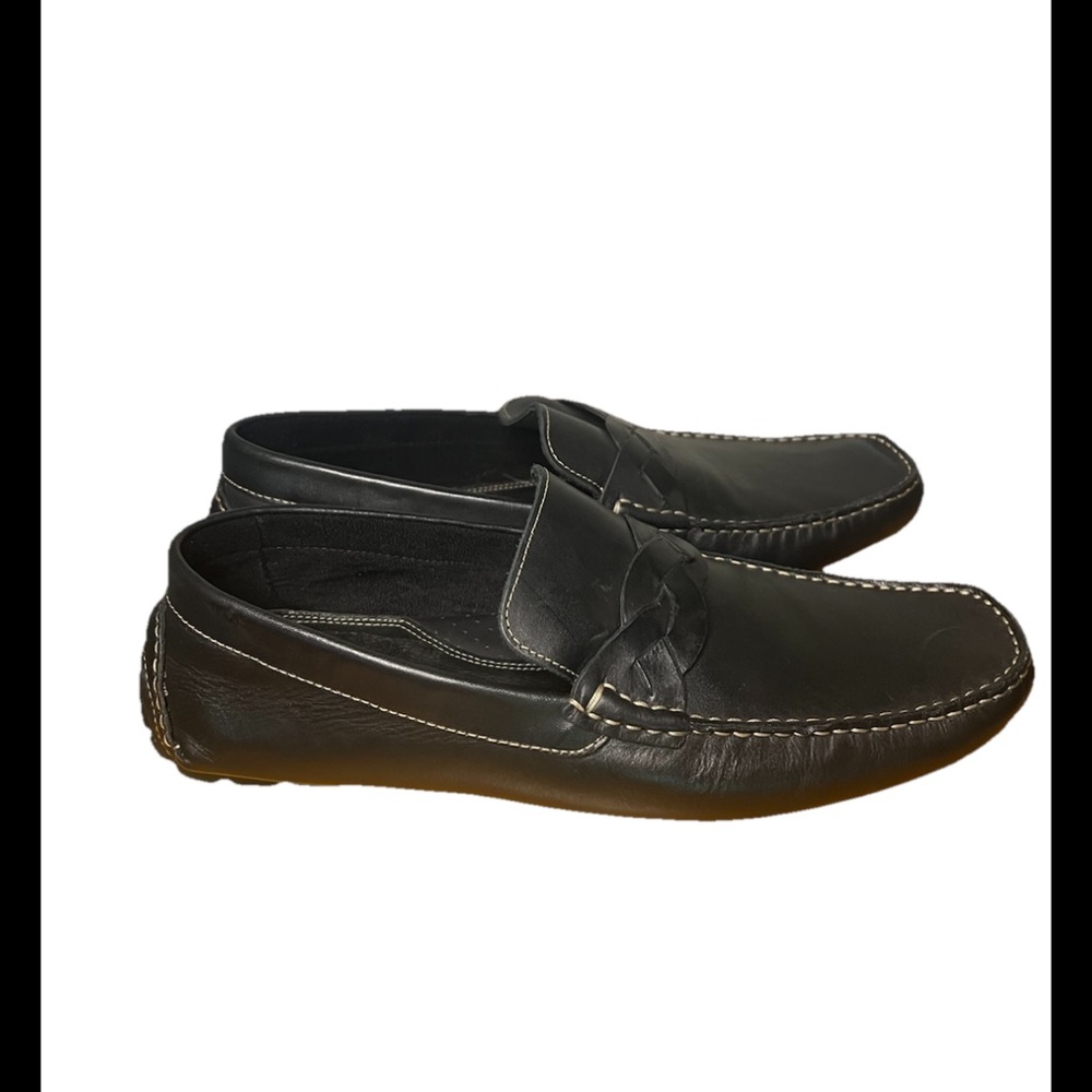 DONALD PLINER NWOB Men's Black Leather Driving Loafers 12 Deacon